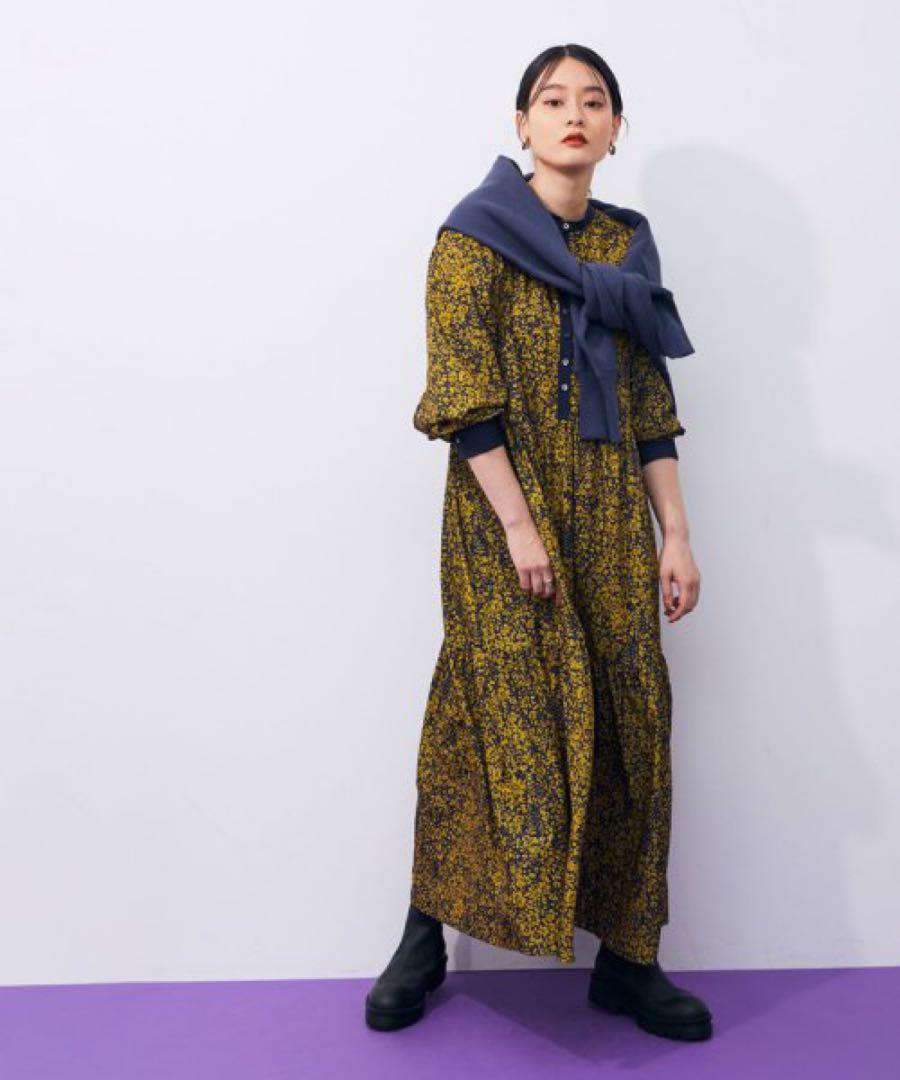 【Used美品】ADAM ET ROPE プリントパフスリーブワンピ