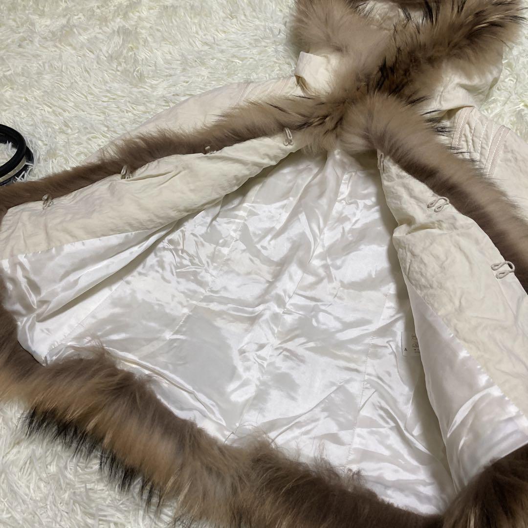 美品　ポールカ　毛皮ジャケット　白　マーモット　フック止め　38 Mサイズ