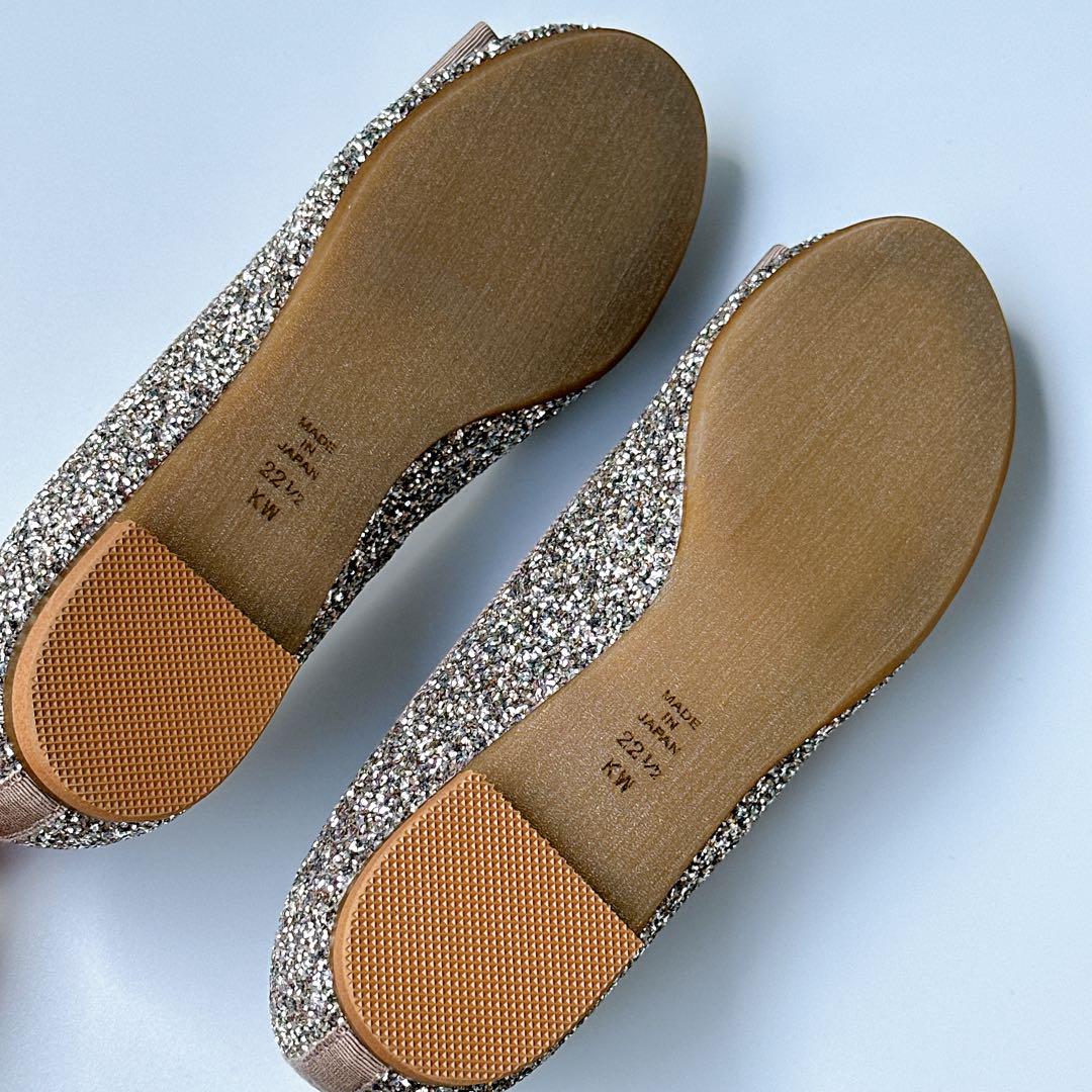 【ほぼ新品】ダイアナ リボン ラメ グリッター バレエシューズ ポインテッドトゥ 新品♡ダイアナ 現行品 クラシカルフラットシューズ グリッター