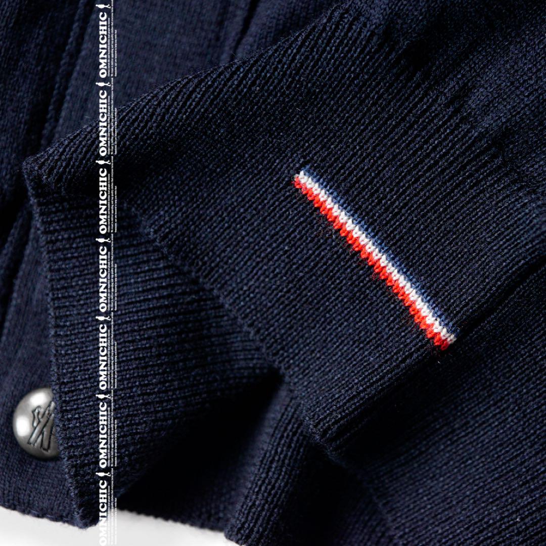 新品トリコロール国内正規MONCLERモンクレールウールニットカーディガンL/紺