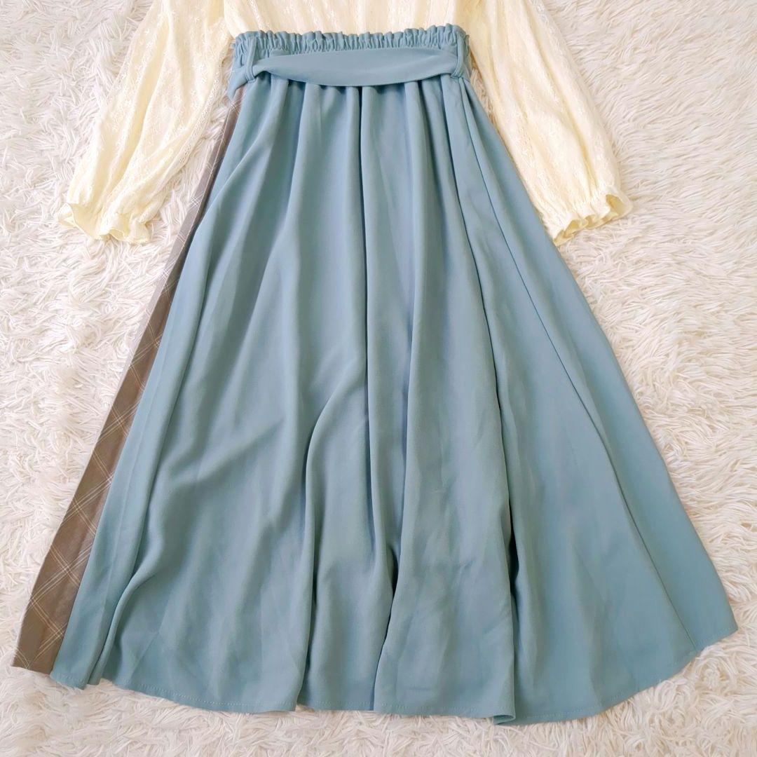 【国内正規品】 アクシーズファム ロングワンピース ドッキング レース プリーツ ワンピース