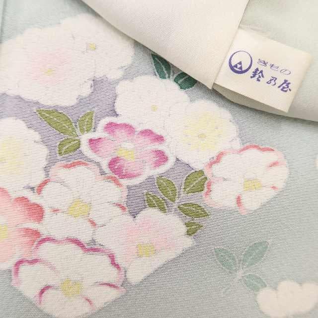 新品 鈴乃屋謹製 着物“水色に届く気配り上手な椿のコースター”訪問着 S+64