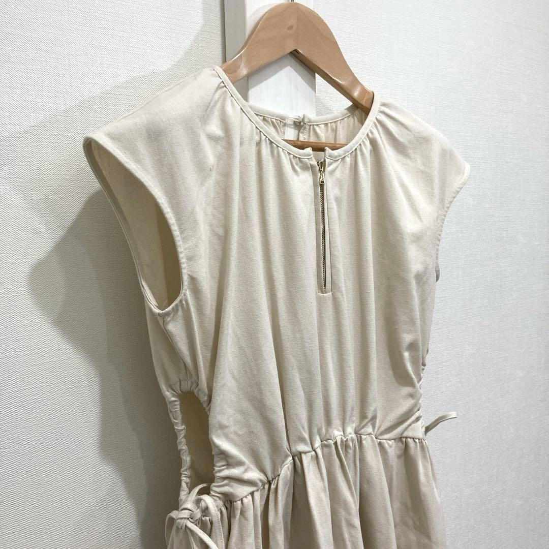 MUGUET ミュゲ ノースリーブ ワンピース コットン リネン ウエストゴム