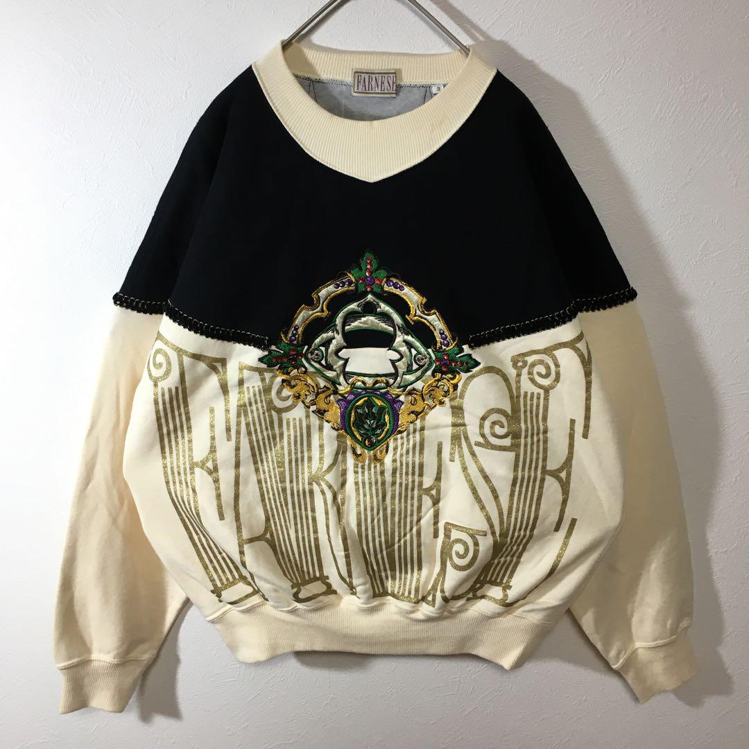 【個性派古着】日本製 レア!ライカ ヴィンテージ スウェット 豪華刺繍入り 派手