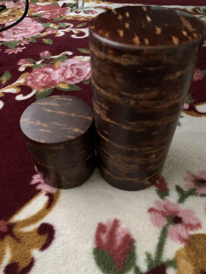 円形型茶筒大小セット　樺細工