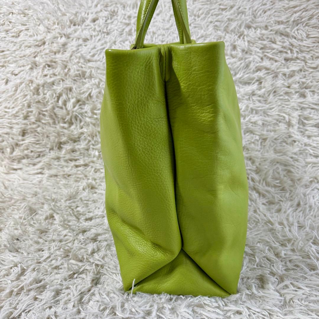 【美品 希少色】ヒロフ レザー　トートバッグ シボ革 グリーン