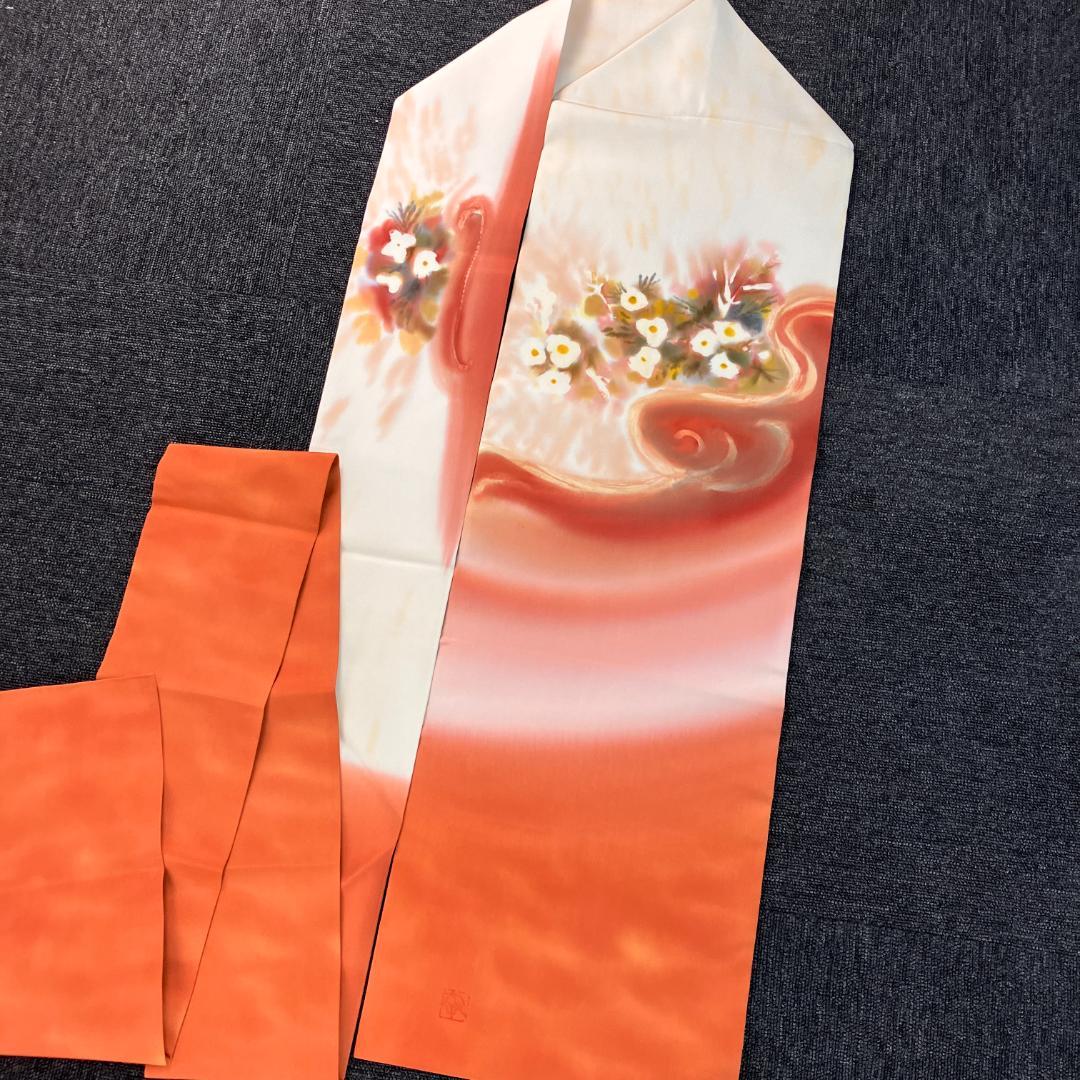 ☆ 正絹 塩瀬 名古屋帯 花 作家物 葉月 ☆Ω