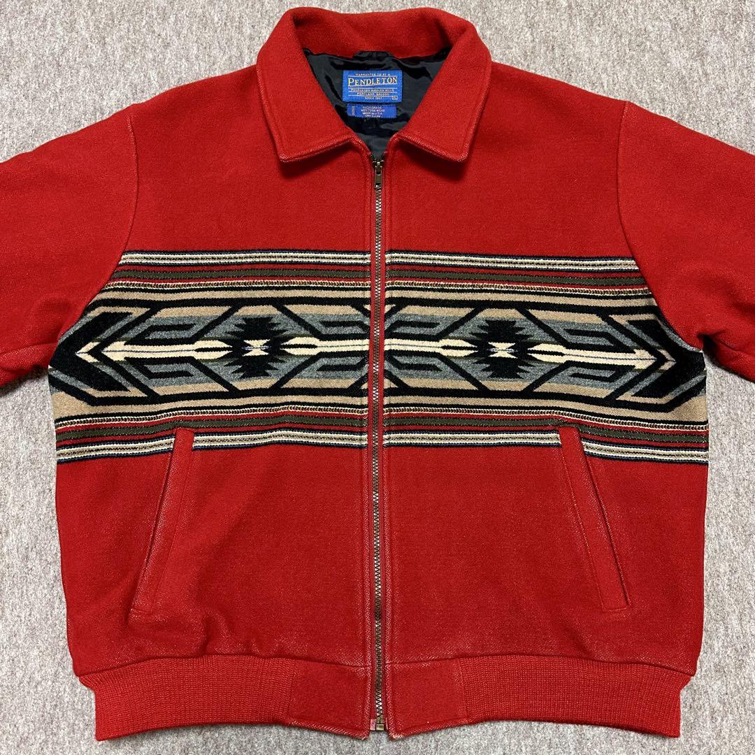 PENDLETON ウールジャケット 赤 ネイティブ USA製 XL