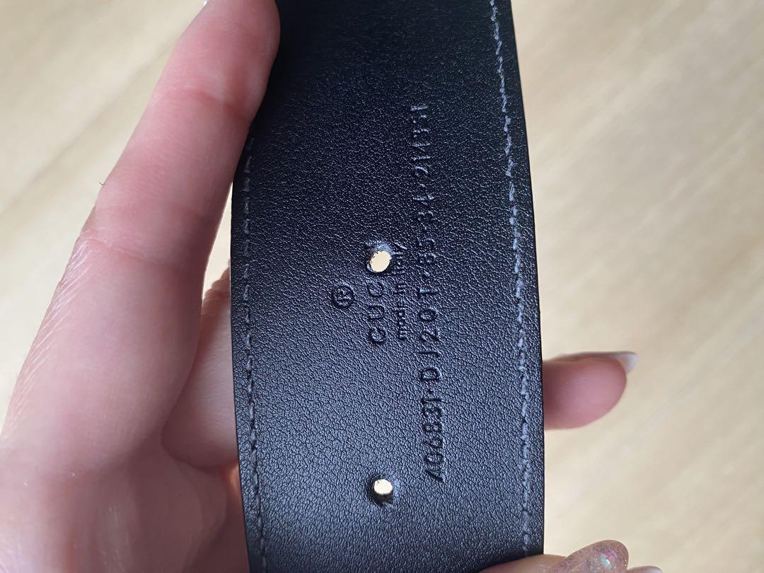 GUCCI ブラックレザー GGロゴ ベルト