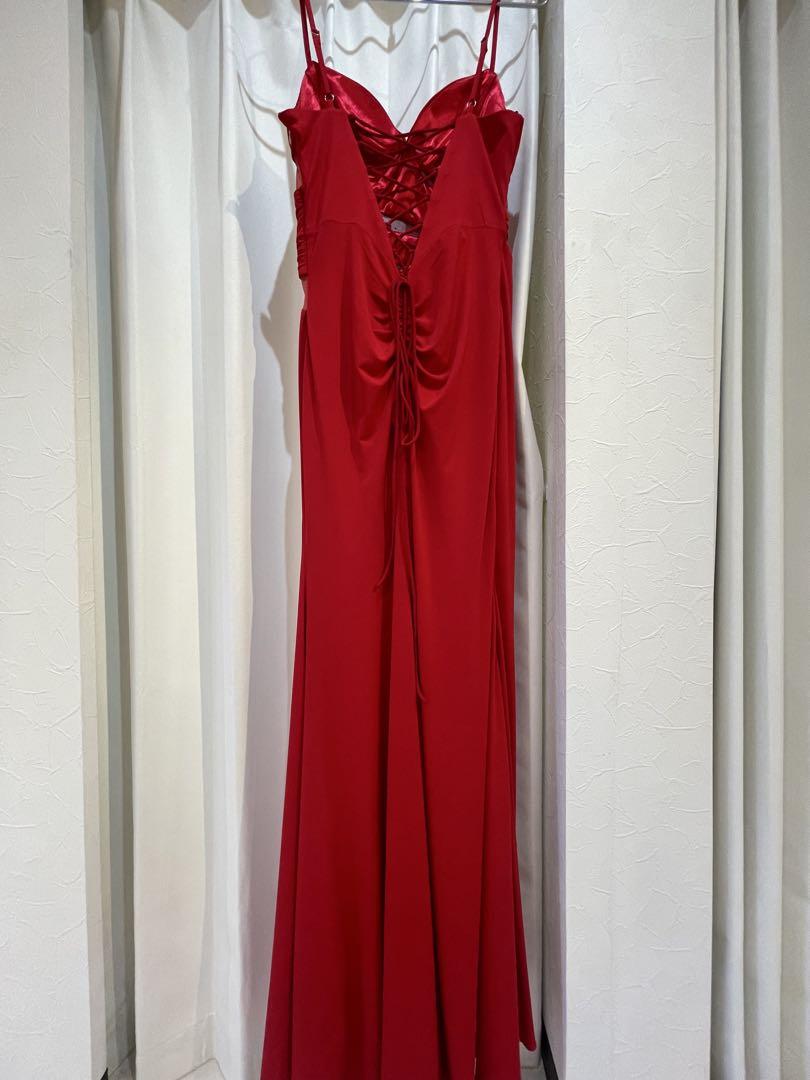 【JEAN MACLEAN】赤ロングドレスMサイズ JEAN MACLEAN レッドロングドレス 新品・タグ付き