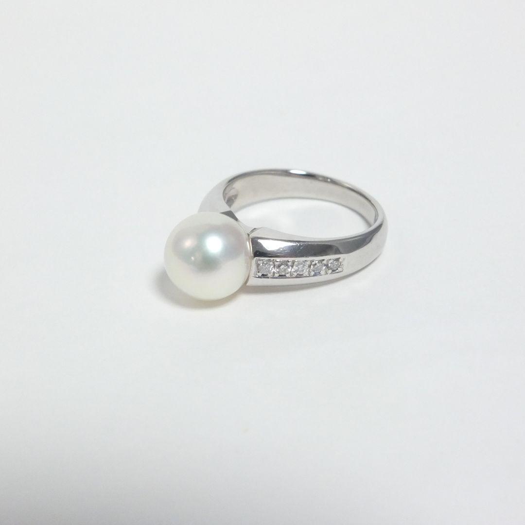 1点モノ✨9.3㎜ リング 指輪 eFJz5-m48625533197 花珠真珠&ダイヤモンド0.16ct✨プラチナ 大特価得価