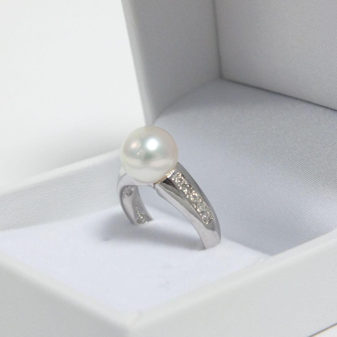 1点モノ✨9.3㎜ リング 指輪 eFJz5-m48625533197 花珠真珠&ダイヤモンド0.16ct✨プラチナ 大特価得価