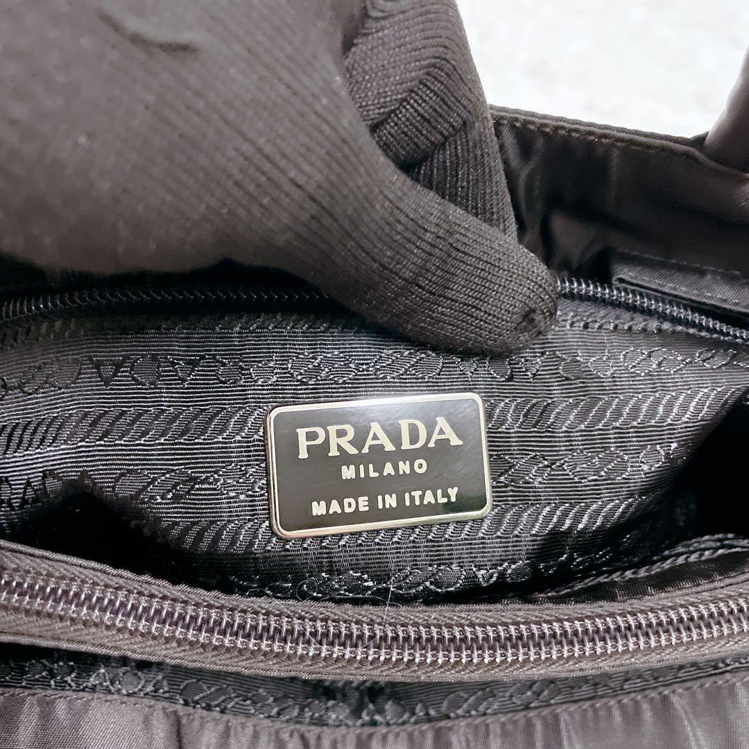 [美品] PRADA ハンドバック　テスートナイロン　三角ロゴ　ロゴプレート