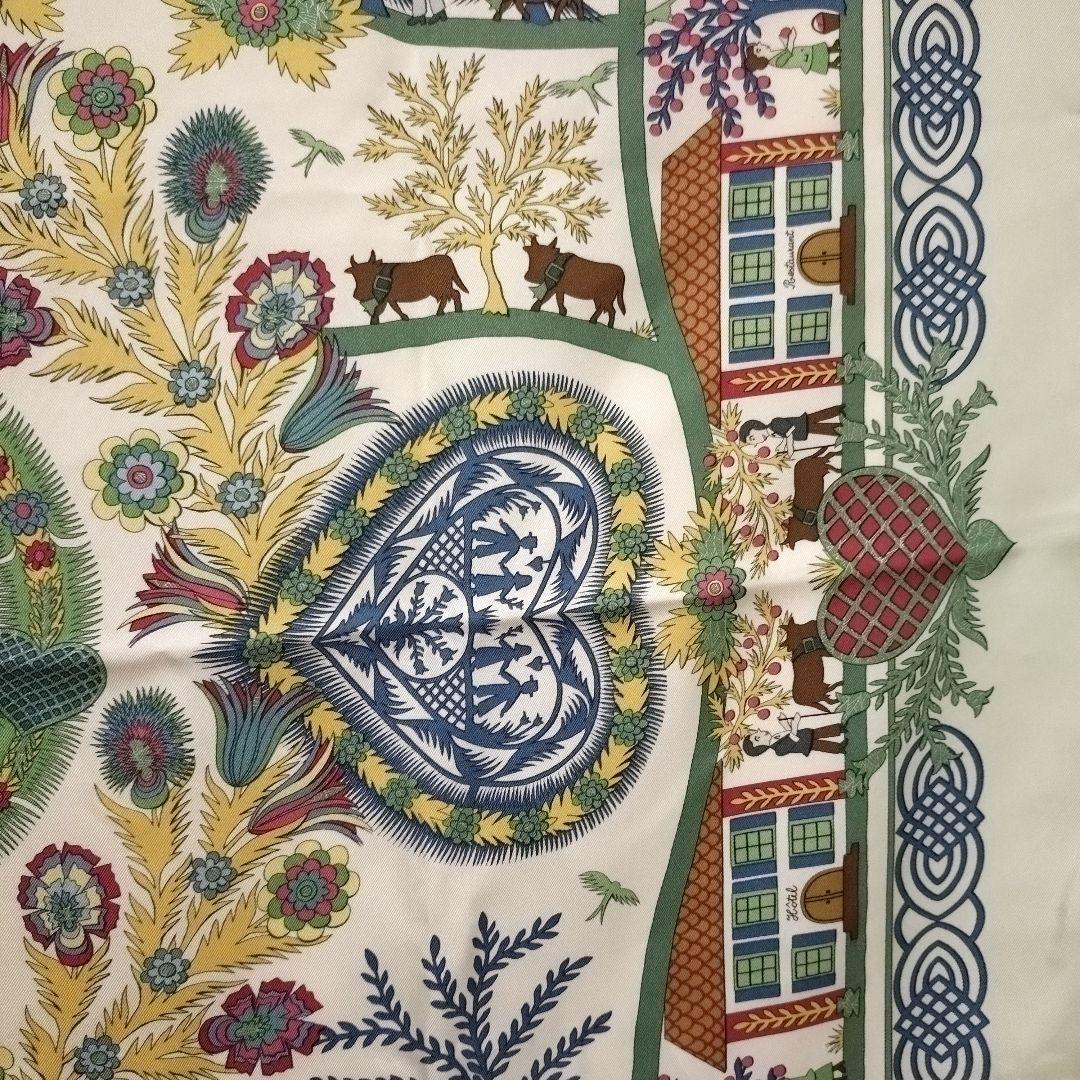 HERMES large scarf 大判スカーフ カレ90 デコパージュ 切絵