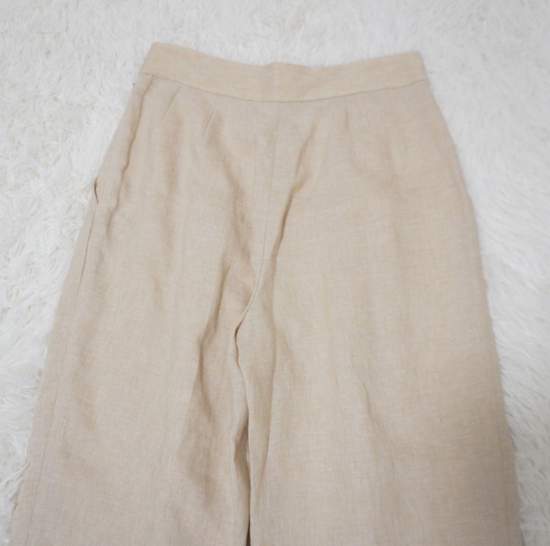 19ss　Theory　リネンテーパードパンツ　タック　ベージュ　麻　ゆったり