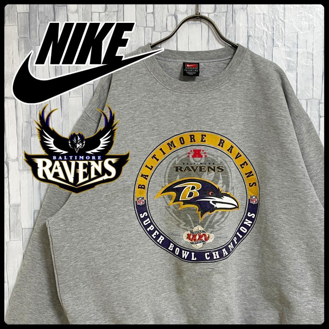 古着 ナイキ NFL ボルチモア・レイブンズ ビッグプリント スウェット L 古着 ナイキ NFL ボルチモア・レイブンズ ビッグプリント スウェット L