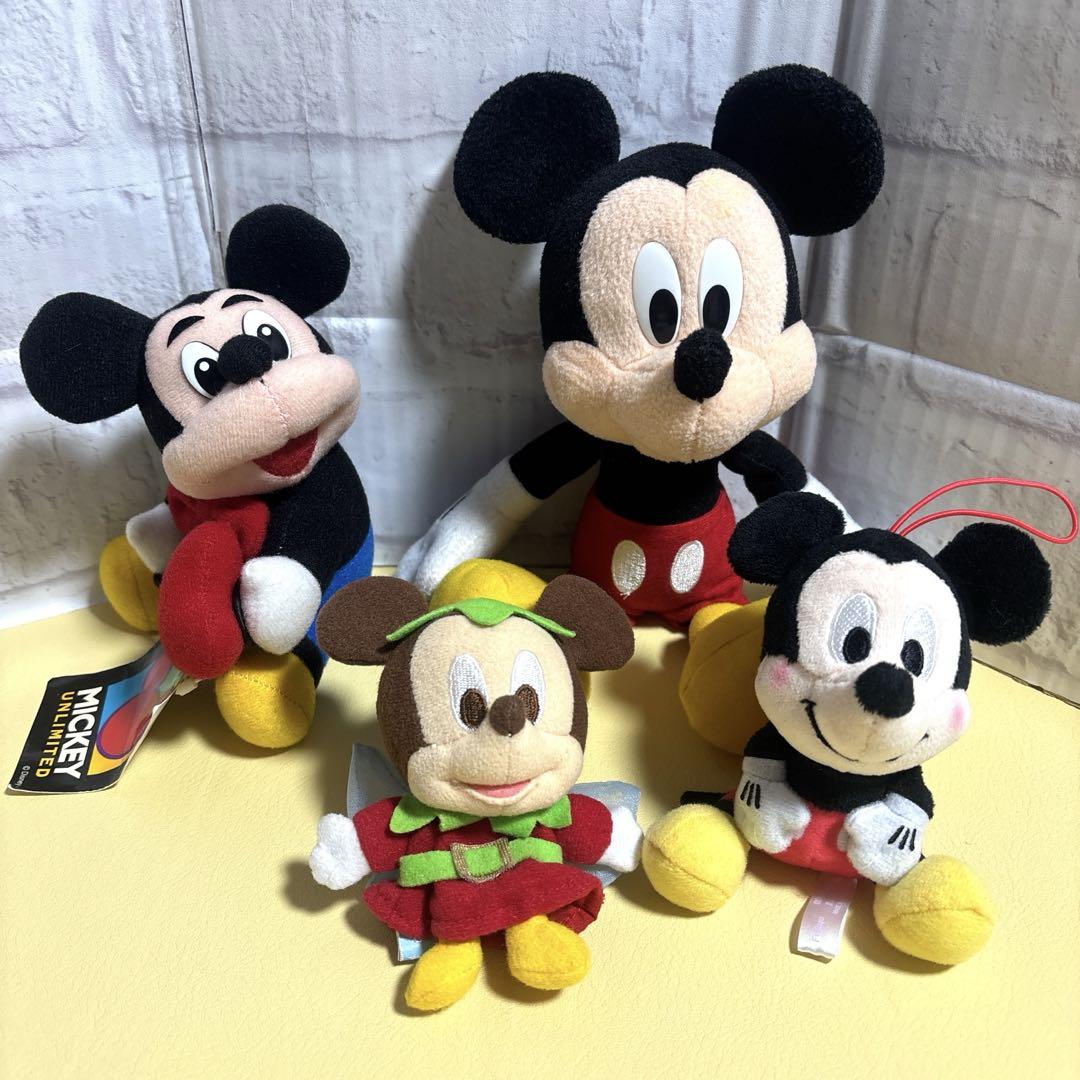 平成レトロ ❤︎Disney❤︎ カウボーイ風 ミッキーマウス ぬいぐるみ 非売品 ディズニー ミッキーマウス ぬいぐるみ マスコット 4個セット