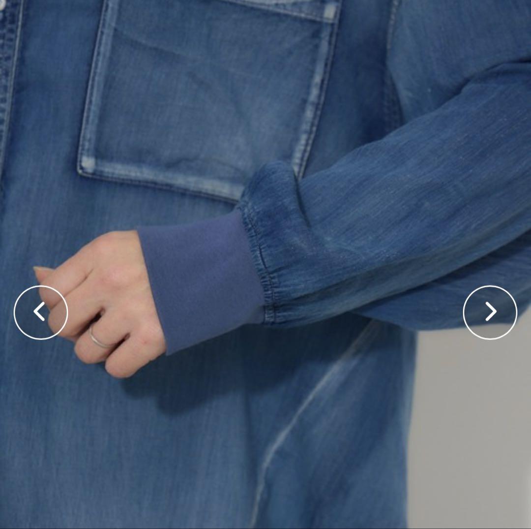 Dignite Collier 袖リブシアーデニムスナップボタン付シャツ