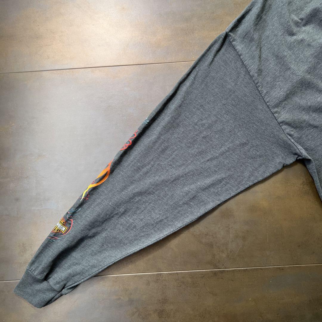 ハーレーダビッドソン　BOSWELL　ビンテージ・ロンT　袖フレイム　炎　3XL
