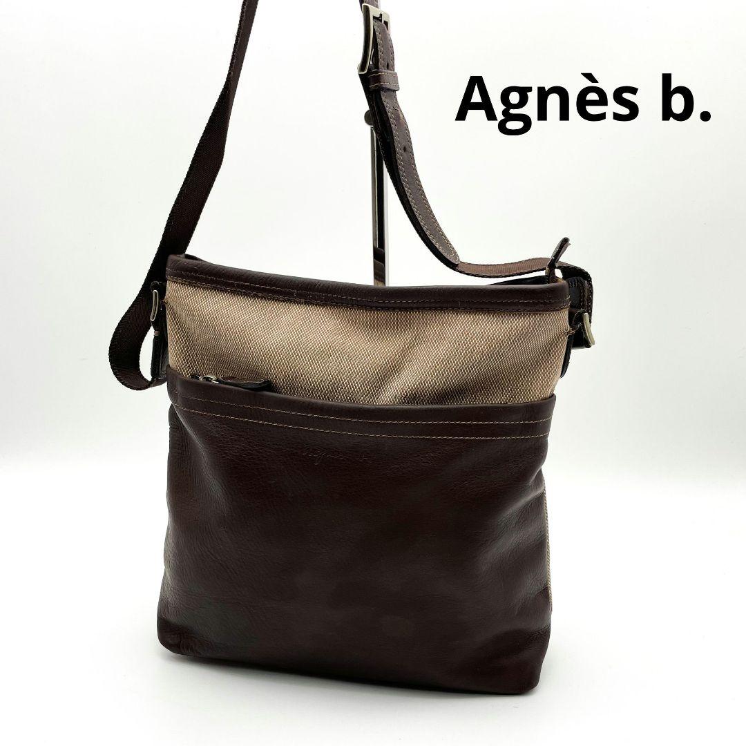 Agnès b. レザー　キャンバス　ショルダーバッグ　アニエスベー