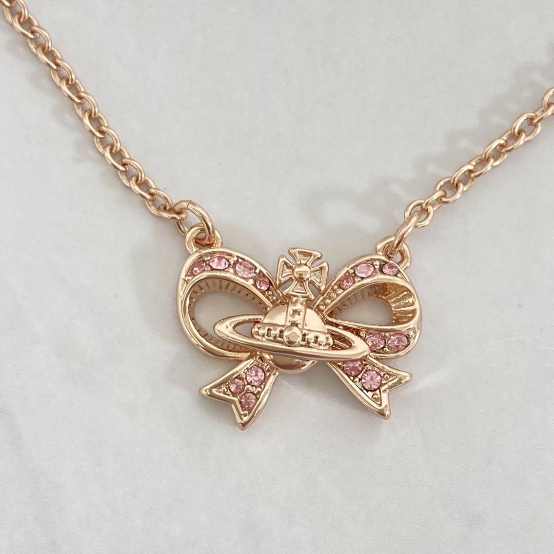 Vivienne Westwood｜リボンオーブネックレス　ピンクゴールド