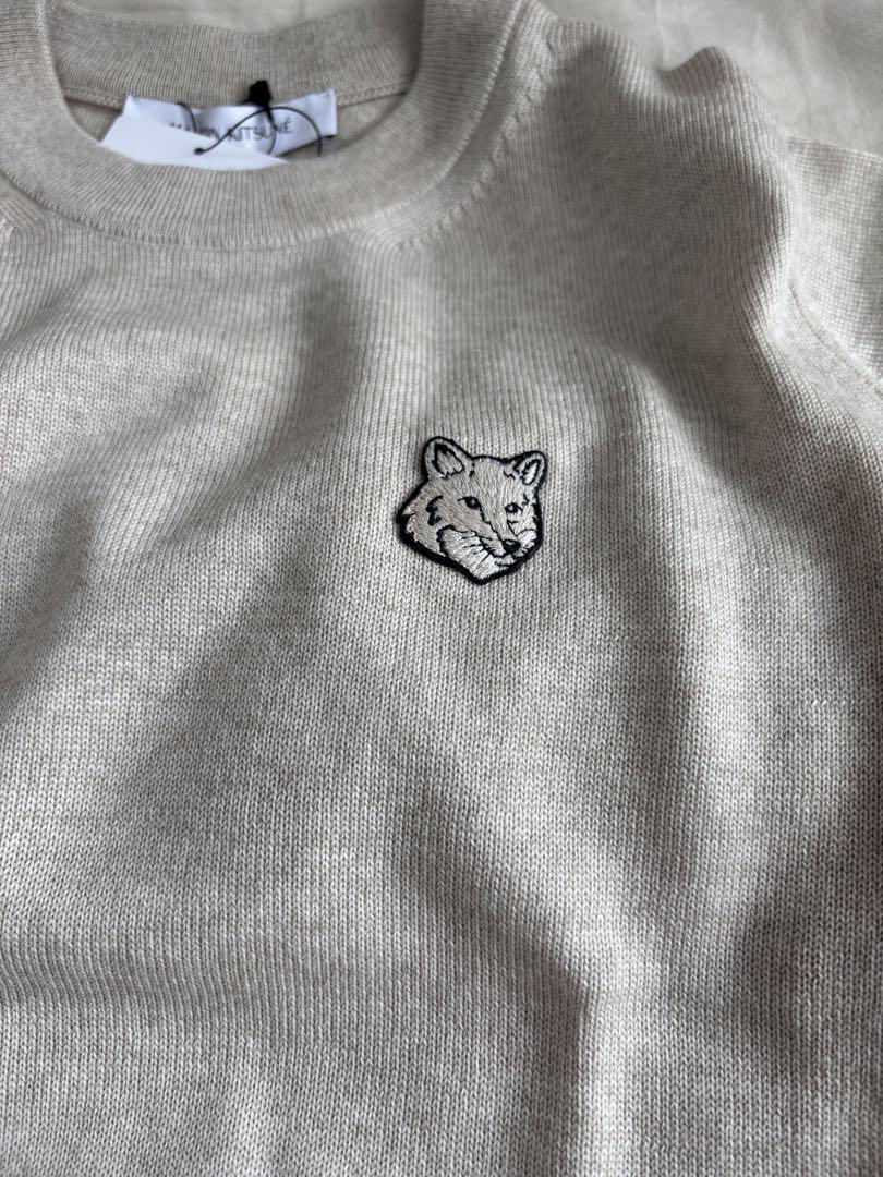 メゾンキツネ ニットXSベージュ BOLD FOX HEAD 新品タグ付き