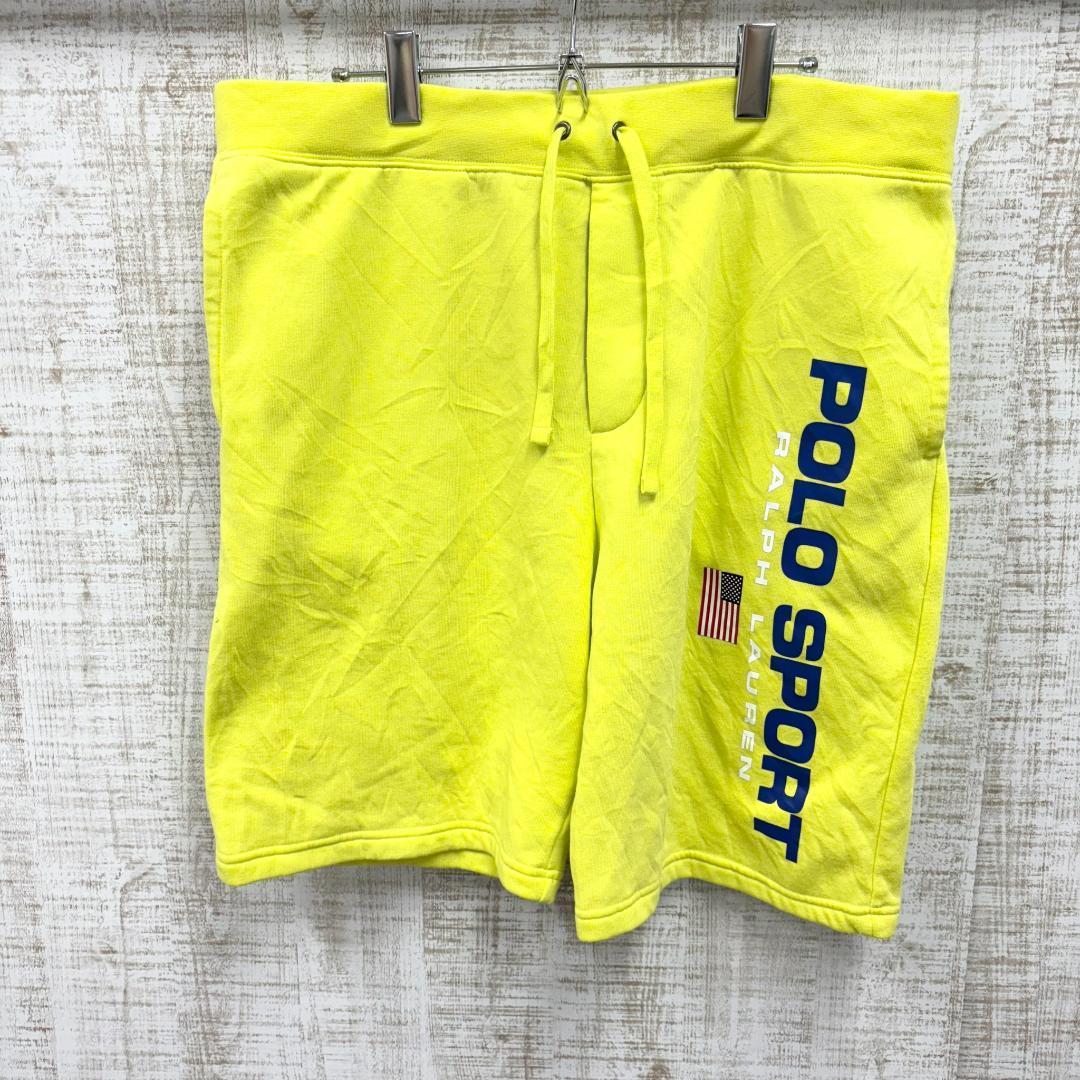 HS67《蛍光カラー》ポロスポーツ　ハーフパンツ　プリントロゴ