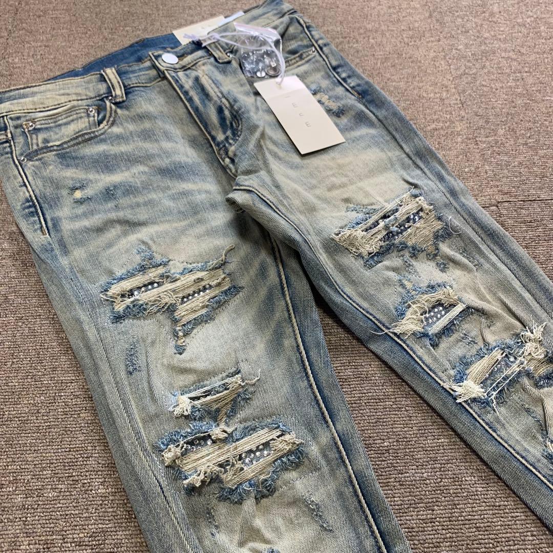 mnml ミニマル【新品未使用】ラインストーンストレッチスキニーデニム 28