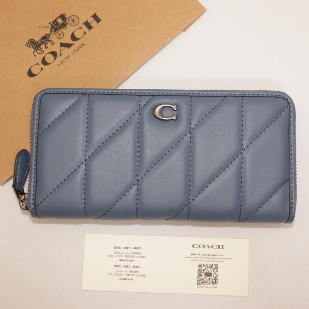 COACH　コーチ　長財布　ピロー キルティング　ブルー 6,960円
