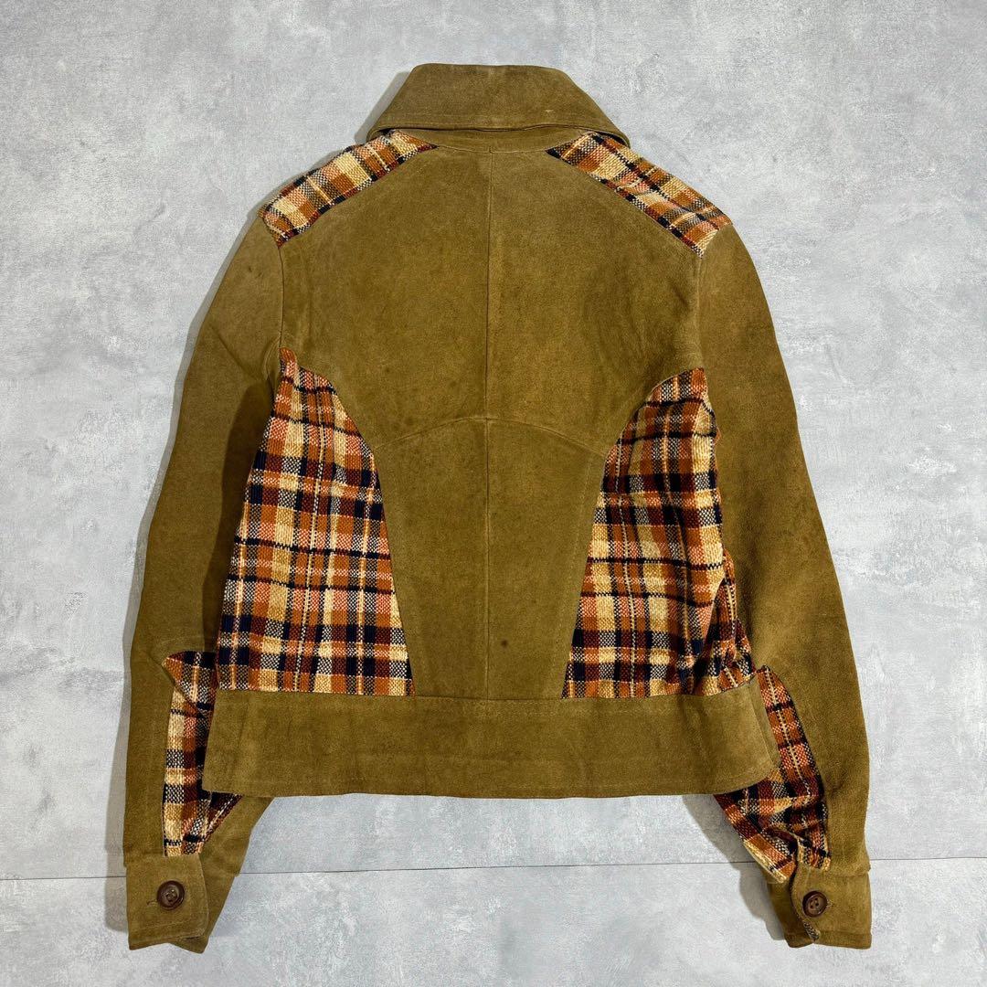 70s Vintage SUEDE × CHECK JACKET DM870