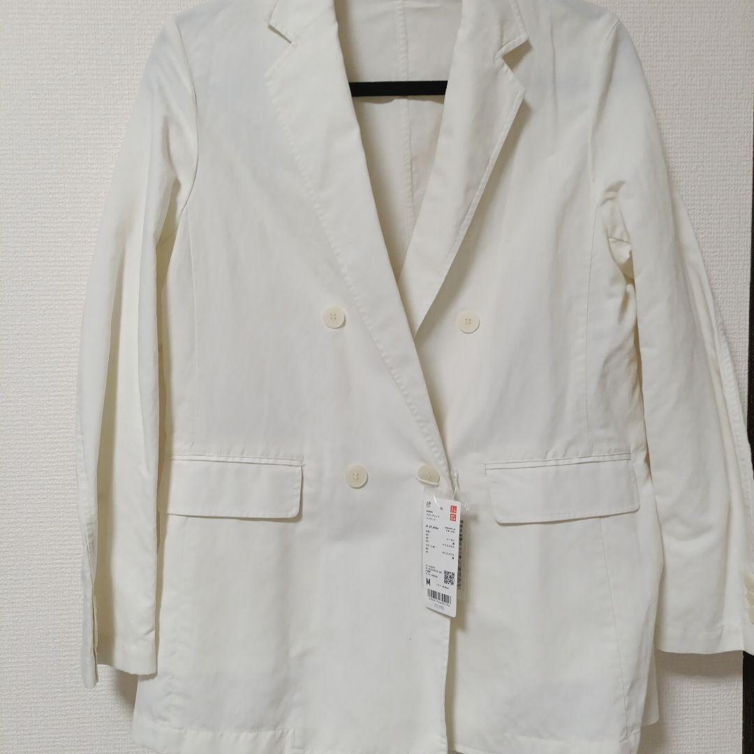 UNIQLO リネンブレンドジャケット　オフホワイト　Sサイズ　新品 UNIQLO - ☆美品☆レディースUNIQLOリネンブレンドジャケット S