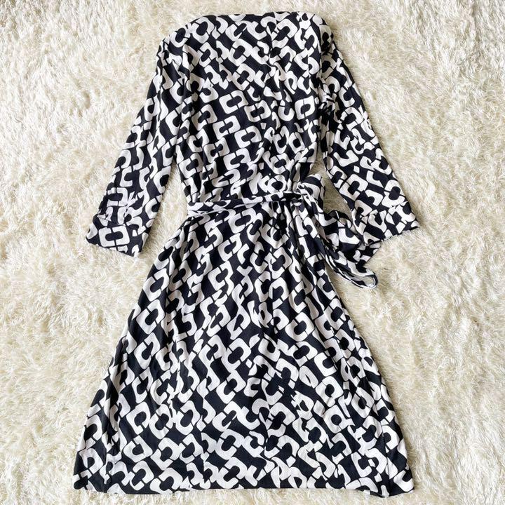 正規店特価 美品 ダイアンフォンファステンバーグ ラップワンピース チェーン柄 サイズ0 81HCt-m48663637603 通販在庫