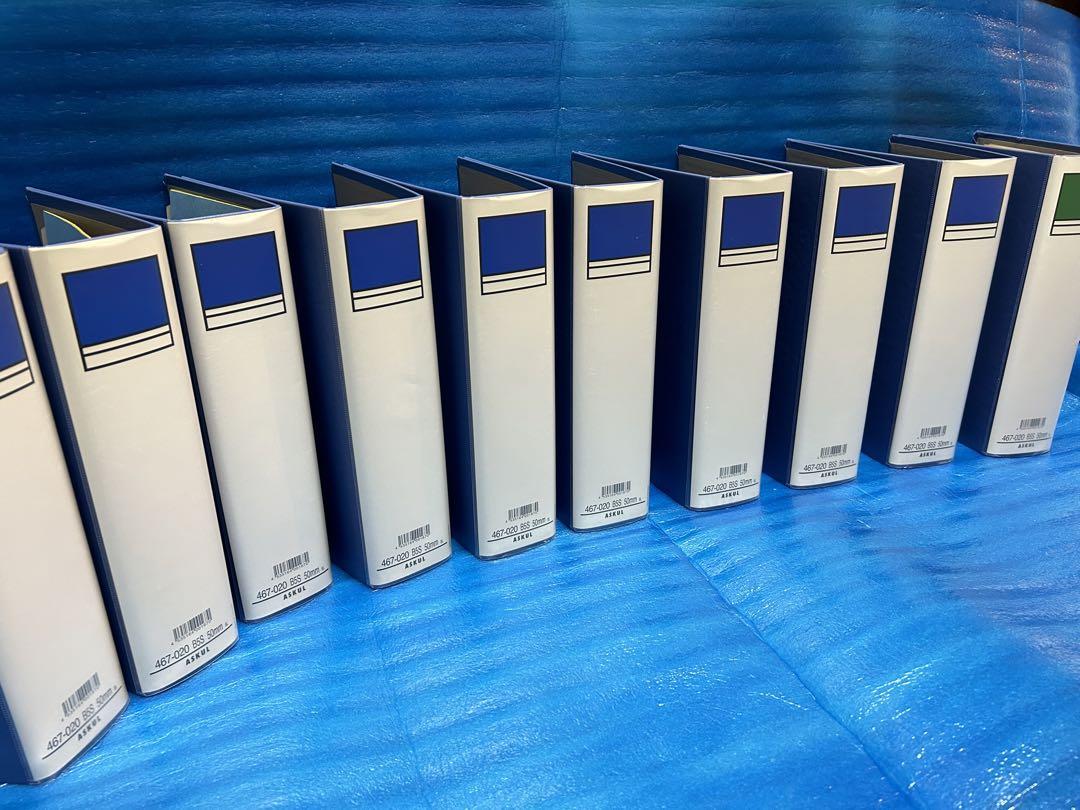 【新品9冊＋中古1冊】ASKULパイプ式ファイル片開き（2穴）B5縦 厚50mm