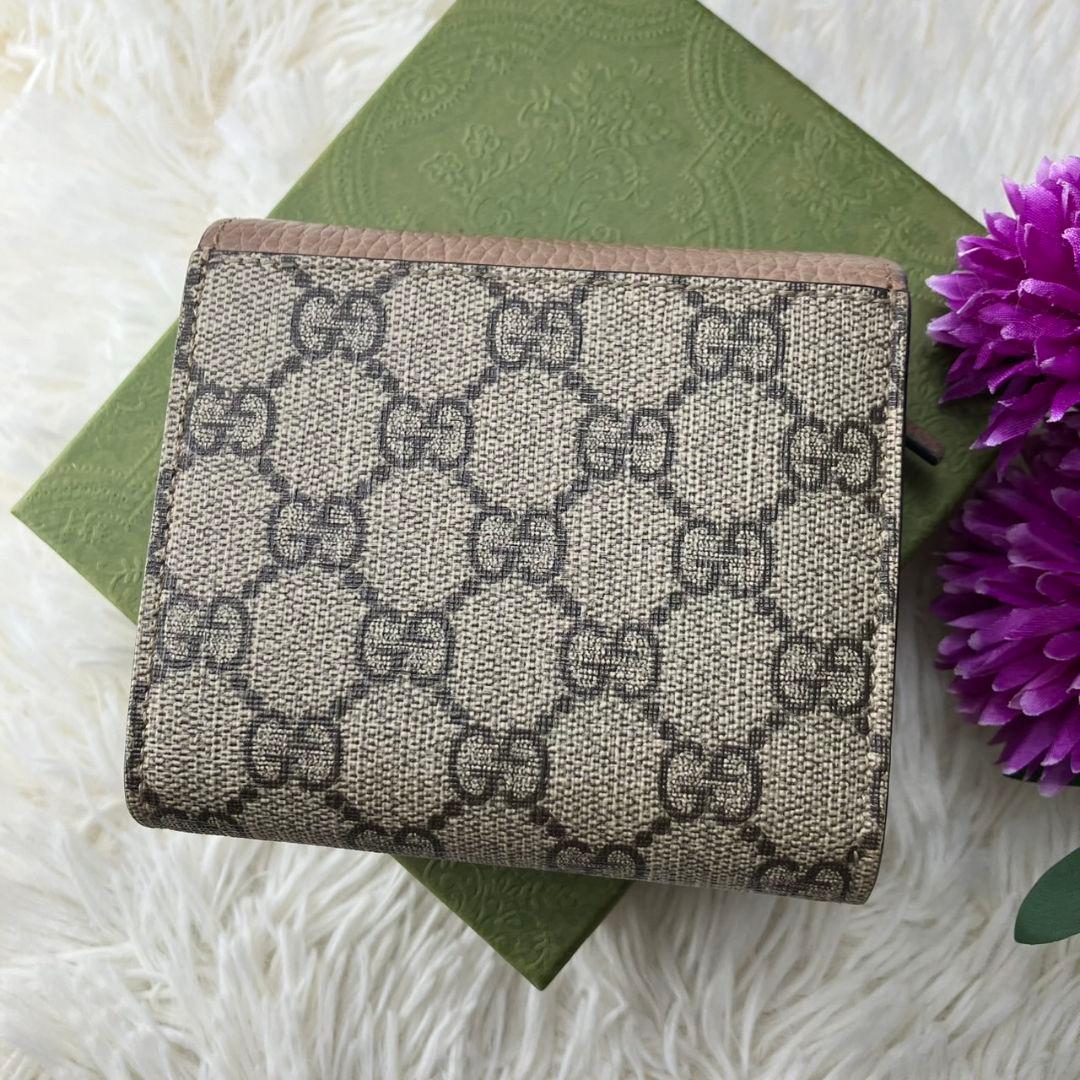 極美✨付属完備✨GUCCI 二つ折り財布 GG マーモント レザー ベージュ