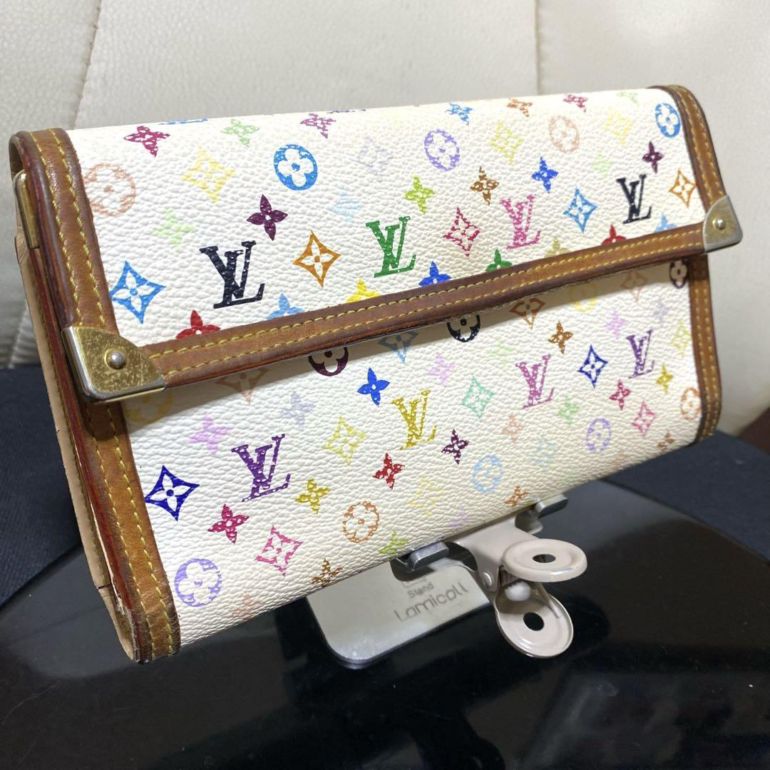 ③☆良品☆マルチカラー♪ポルトトレゾール インターナショナル ♪三つ折り長財布