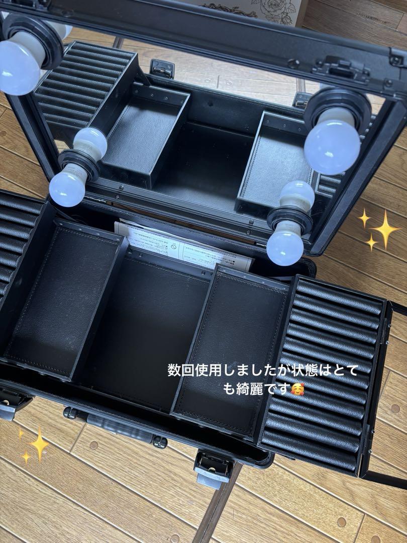 丸隆 化粧道具 ライト付きメイクアップミラーコスメBOX メイクボックス