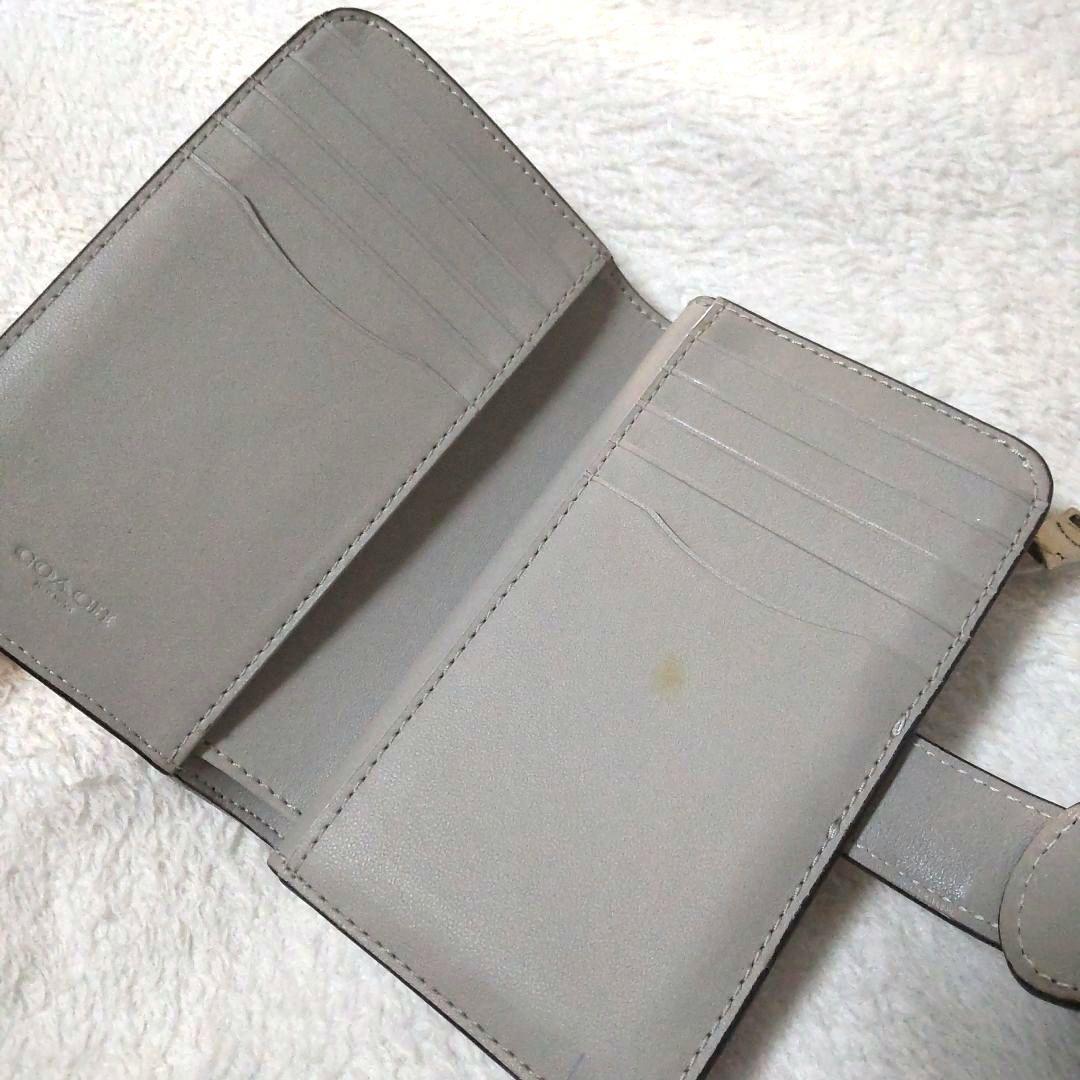 コーチ 二つ折り財布 タビー ゴールド金具 L字ファスナー グレー