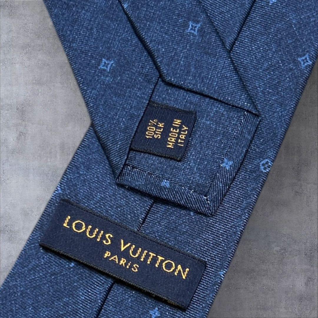 C391/箱付き LOUIS VUITTON ネクタイ ブルー モノグラム LV