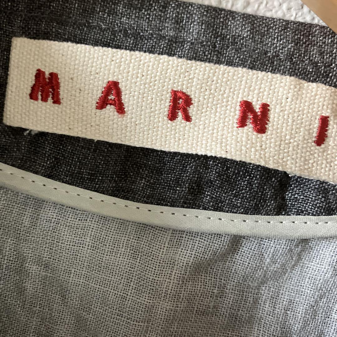 （美品）MARNIマルニ　リネンギャザーフリル ジャケット　イタリア製