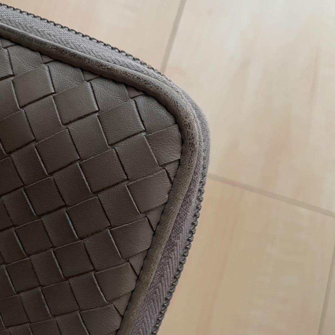 ボッテガ　グレー レザー 編み込み 長財布