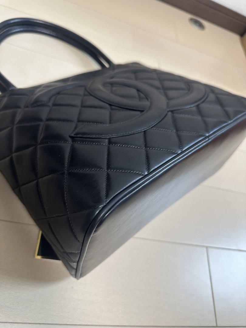 本物シャネルCHANEL復刻トートバッグハンドバッグココマーク黒金ラムスキン