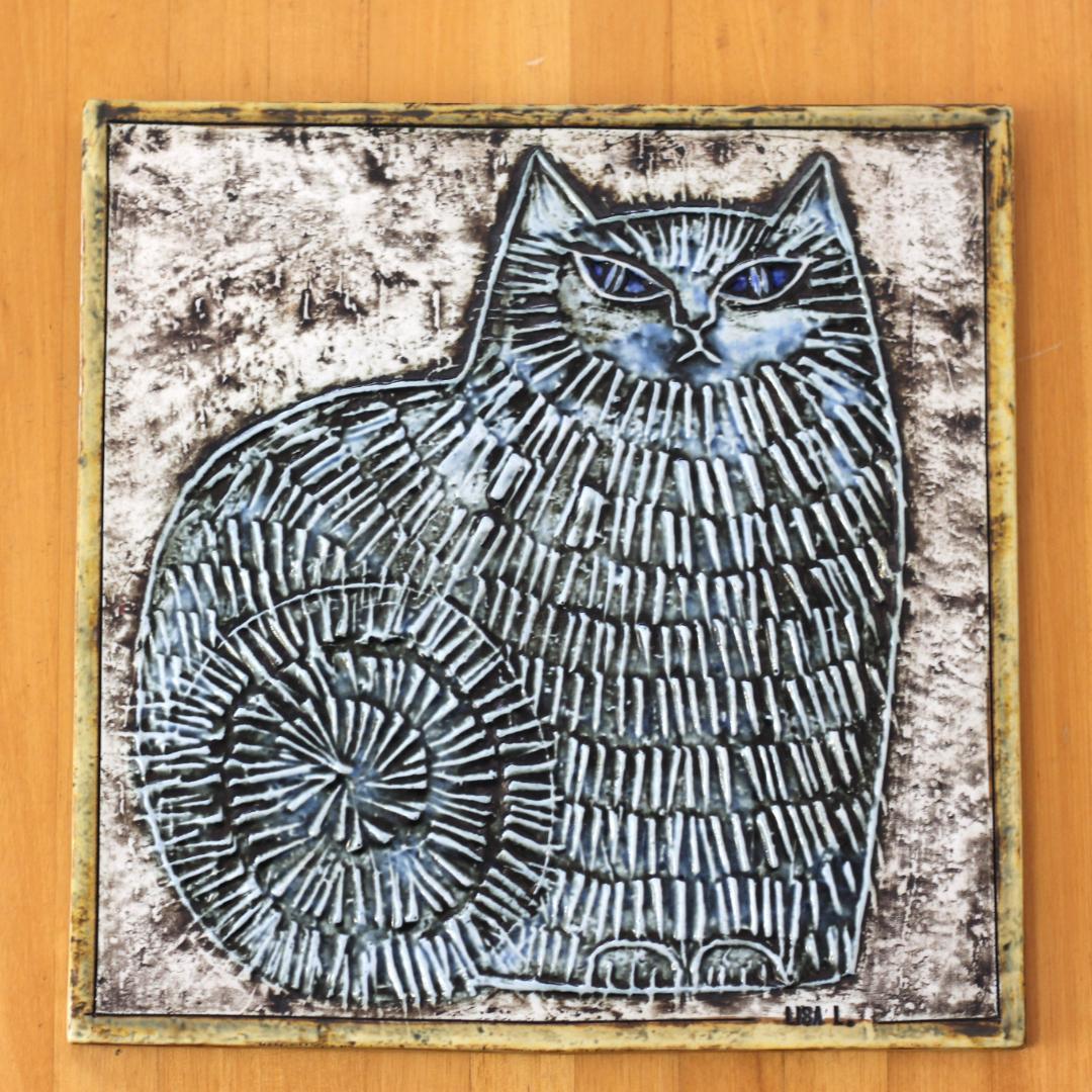 希少】 リサラーソン 陶板 ブルーアイズ UNIK katt 猫 ネ