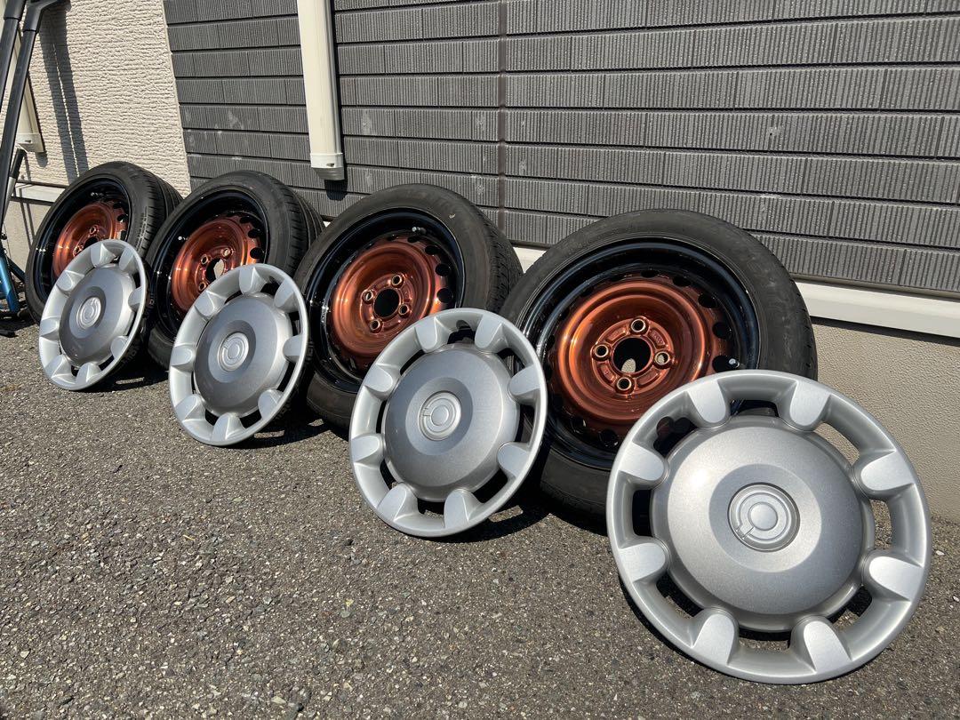 14インチ てっちん 5.5j 155/55r14 キャンバスキャップ付き
