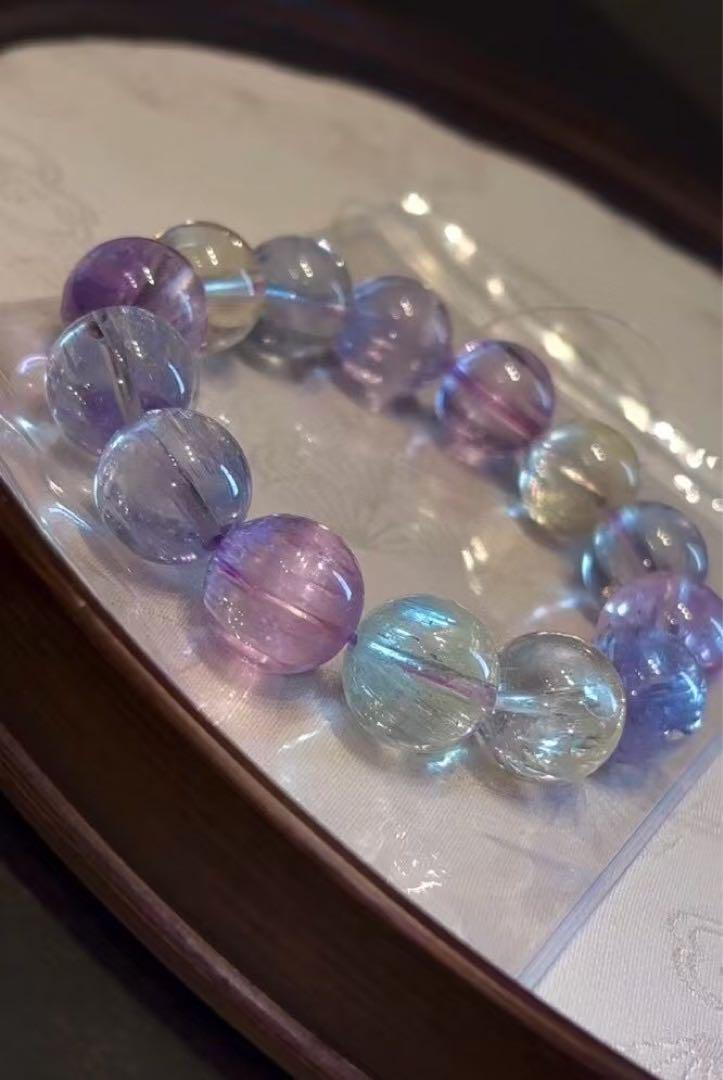 ⭐︎【極上品】天然 マルチカラー　クンツァイト ブレスレット 15.5mm