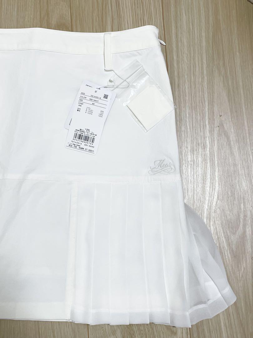 ◽️新品　ミエコウエサコ　ホワイト　４4 シフォンミックスプリーツスカート LL