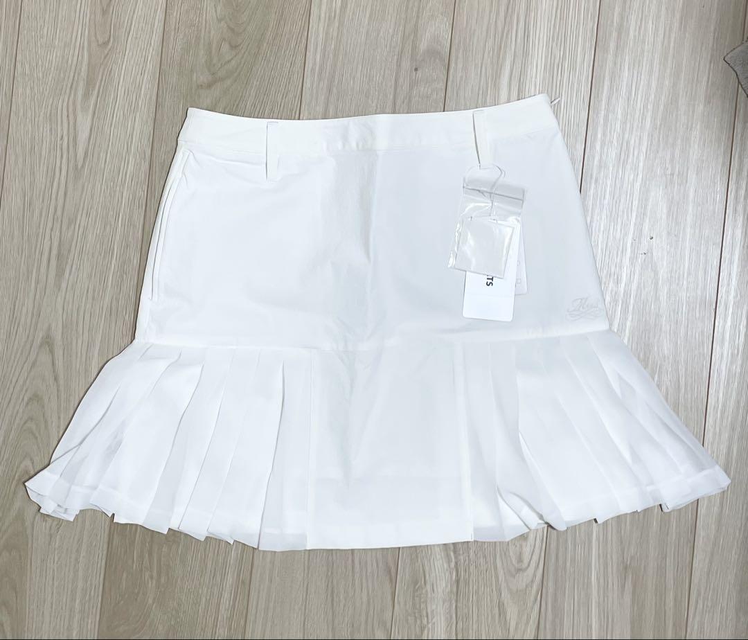 ◽️新品　ミエコウエサコ　ホワイト　４4 シフォンミックスプリーツスカート LL