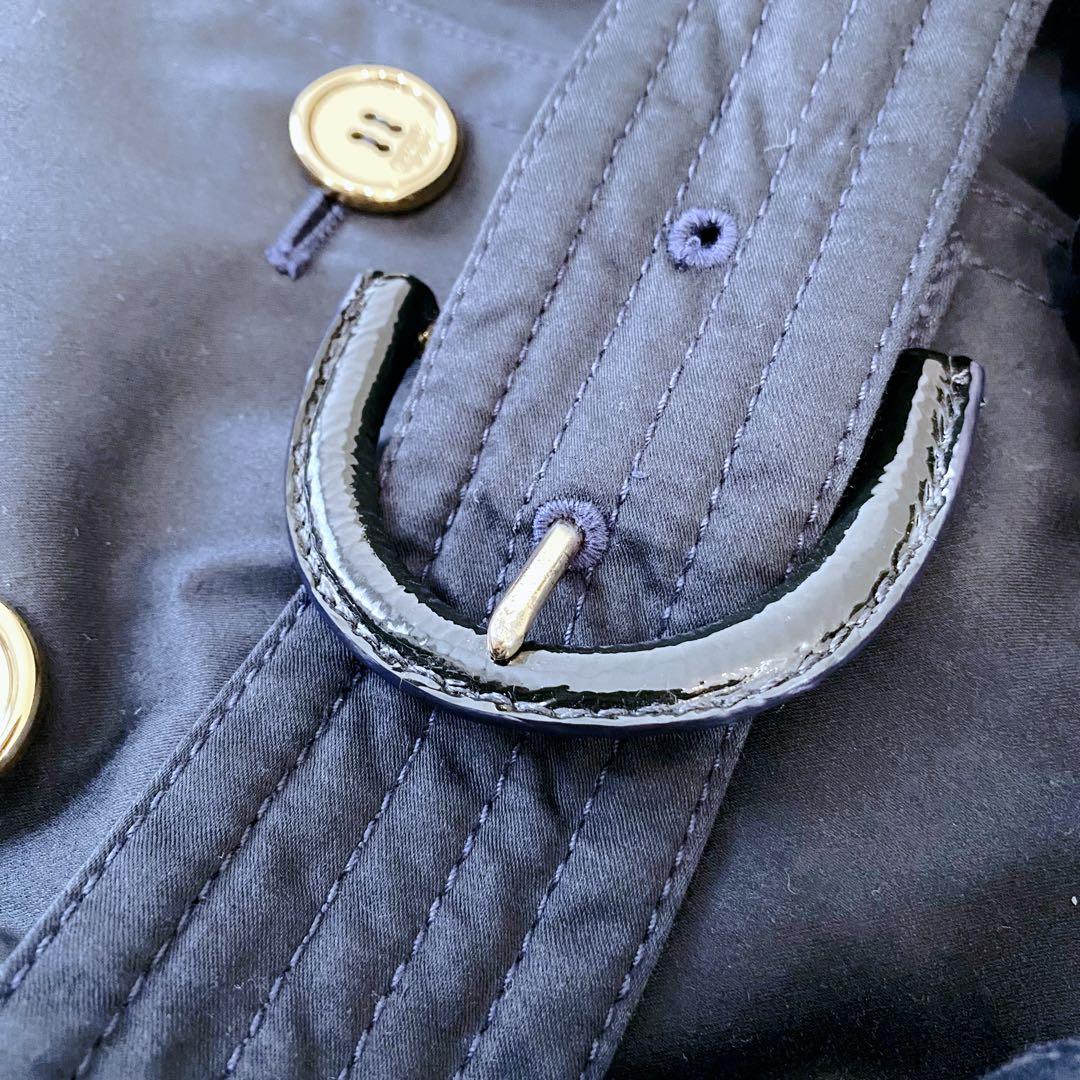 【極美品】コーチ トレンチコート ロング ベルト ストライプ ネイビー 金ボタン 【極美品】コーチ トレンチコート ロング ベルト ストライプ ネイビー 金ボタン