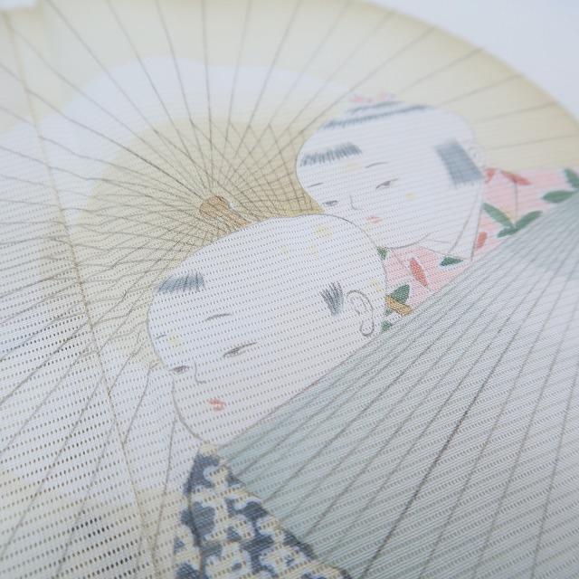 夏着物 正絹 絽“雨が上がっても仲良く和傘を差す童子にきゅん♪”訪問着Q-33 画像12