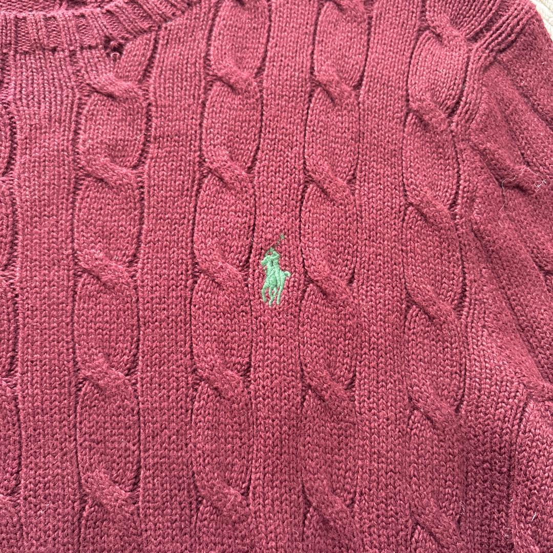 Lauren ケーブルニットセーターＬ