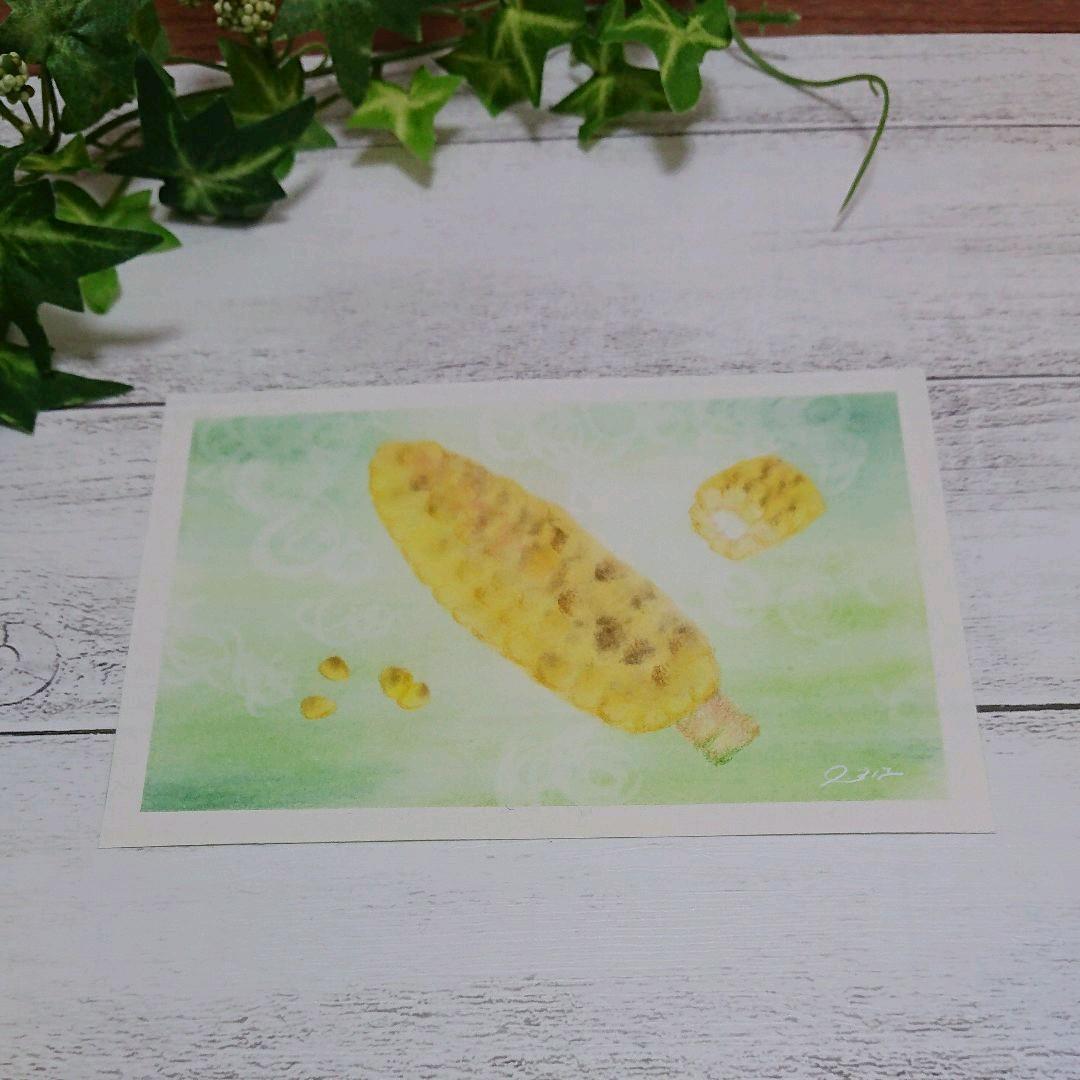 メルカリ パステルアートハガキサイズ No 239焼きとうもろこし 手描き原画 インテリア 絵画 タペストリ 0 中古や未使用のフリマ